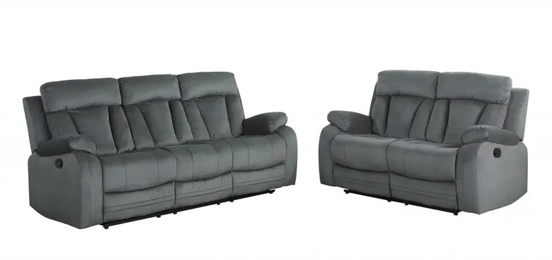 Two Piece Indoor Gray Microsuede Five Person Seating Set Homeroots Living Room