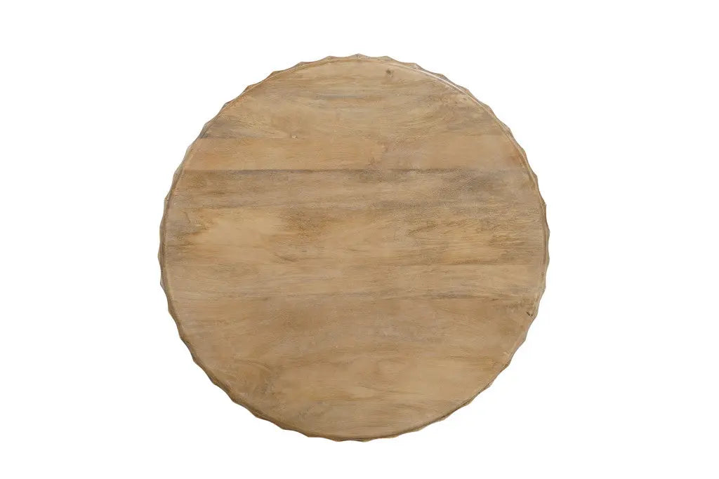 Two Piece Natural Solid Wood Round Drum Coffee And End Table Set Homeroots Living Room