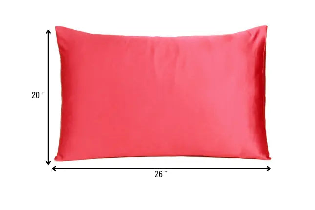 Two Piece Salmon Pink Dreamy Silky Satin Pillowcases Homeroots Bed & Bath
