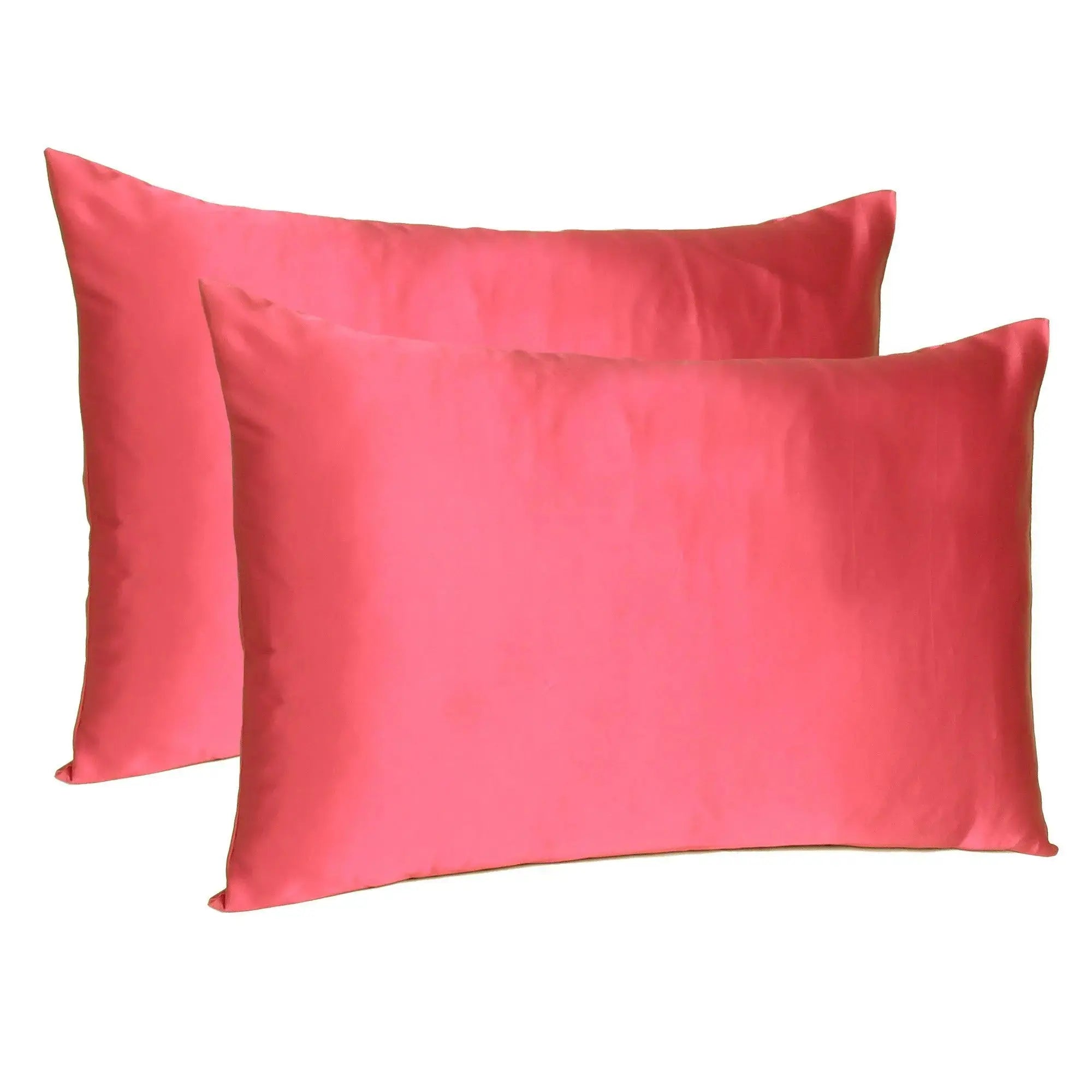 Two Piece Salmon Pink Dreamy Silky Satin Pillowcases Homeroots Bed & Bath