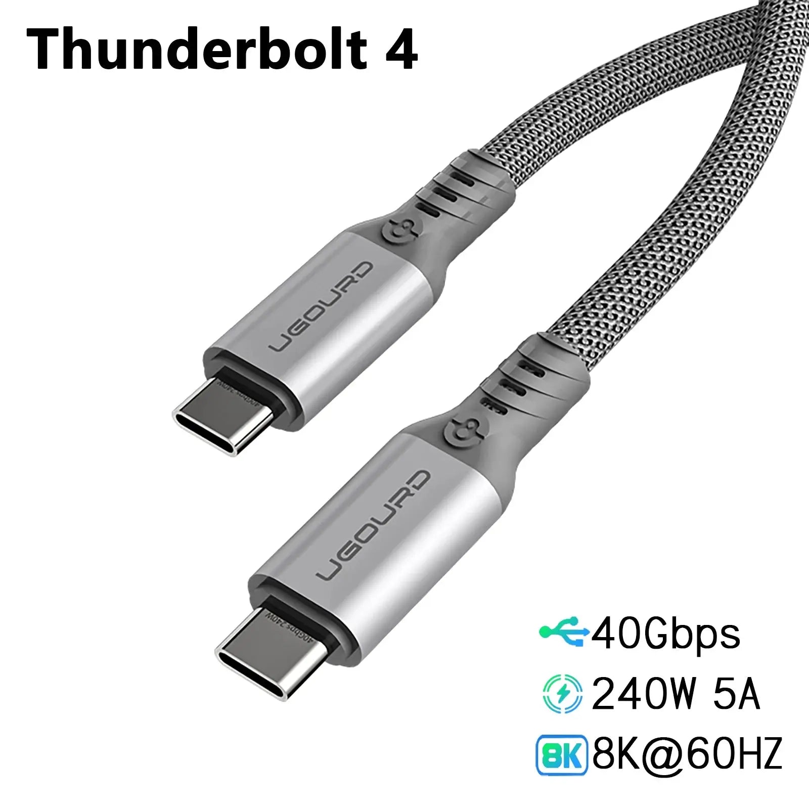 UGOURD Thunderbolt 4 USB4 Cable 40Gbps Thunderbolt3 0.2m-2m 3m Type C Fast Charger Cable 240W Data Transfer USB C For Laptop SSD GreatEagleInc