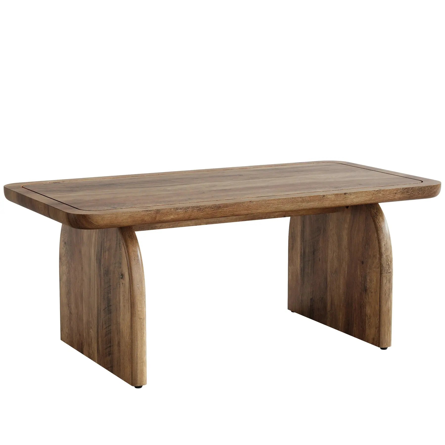 US Local 47 Inch Farmhouse Rectangular Coffee Table Wooden Rounded Corners Modern Low Center Side Table for Living Room GreatEagleInc