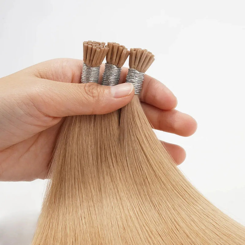 US STOCK Double Drawn I Tip Keratin Tips 100% Virgin Remy Human Hair Champagne Blonde Hair Color Chinese Hair No Customs GreatEagleInc
