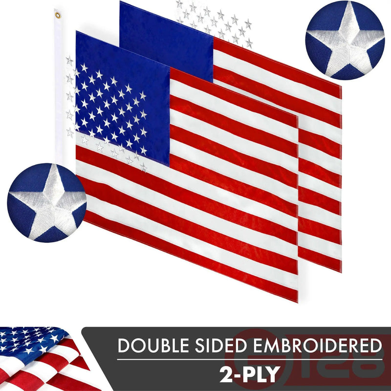 USA American Flag 3x5 Ft 3-Pack Double-sided Embroidered Polyester By G128 G128
