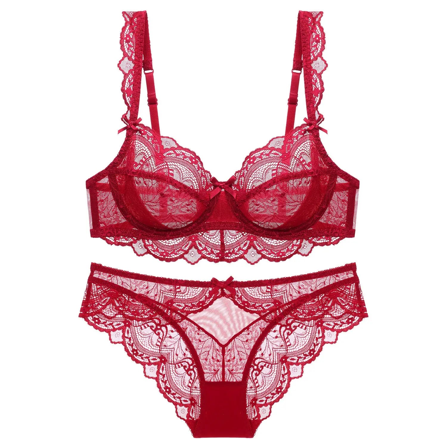 Ultra-Thin Sponge-Free Transparent Bra with Big Breasts and Small Lace Bra for Women Sexy Underwear Bra Set GreatEagleInc