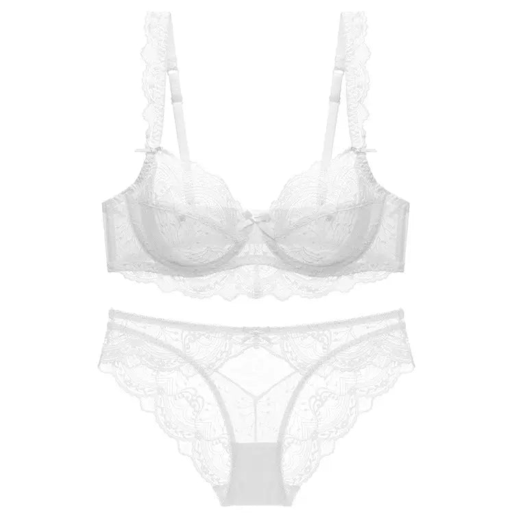 Ultra-Thin Sponge-Free Transparent Bra with Big Breasts and Small Lace Bra for Women Sexy Underwear Bra Set GreatEagleInc