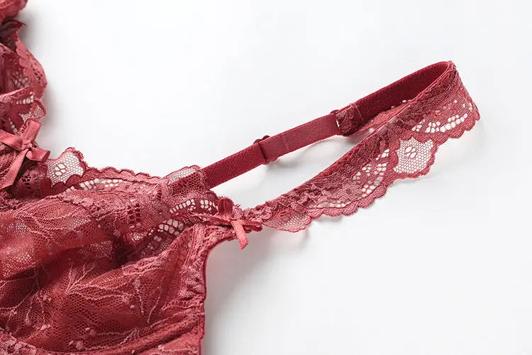 Ultra-Thin Sponge-Free Transparent Bra with Big Breasts and Small Lace Bra for Women Sexy Underwear Bra Set GreatEagleInc
