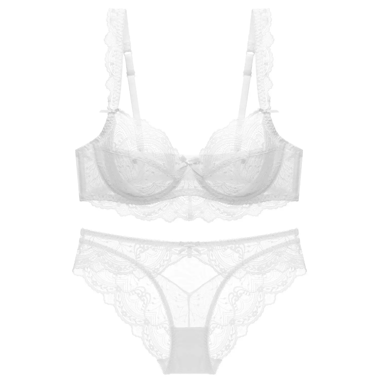 Ultra-Thin Sponge-Free Transparent Bra with Big Breasts and Small Lace Bra for Women Sexy Underwear Bra Set GreatEagleInc