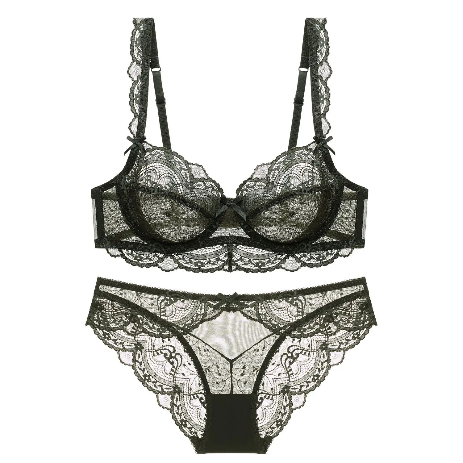 Ultra-Thin Sponge-Free Transparent Bra with Big Breasts and Small Lace Bra for Women Sexy Underwear Bra Set GreatEagleInc