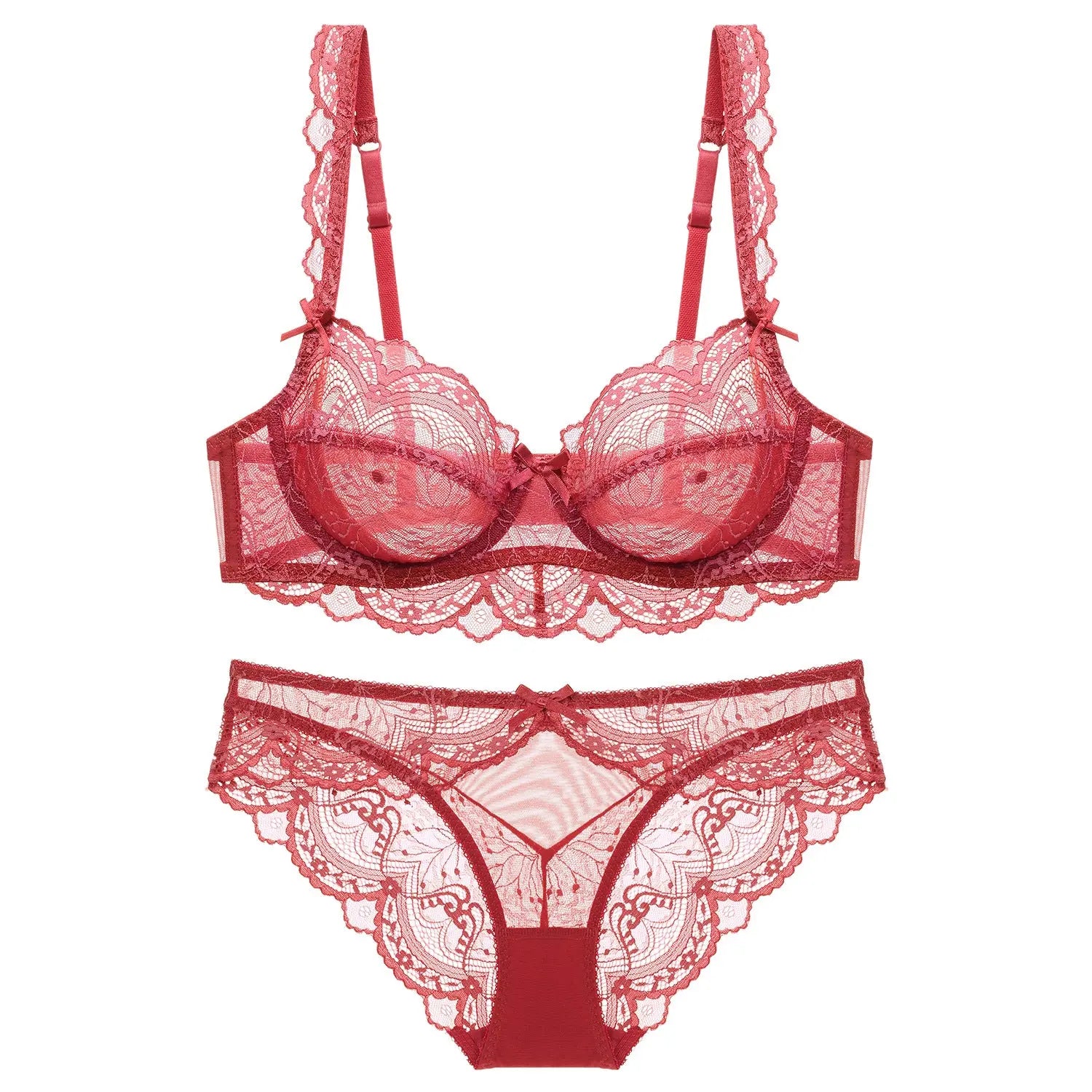 Ultra-Thin Sponge-Free Transparent Bra with Big Breasts and Small Lace Bra for Women Sexy Underwear Bra Set GreatEagleInc