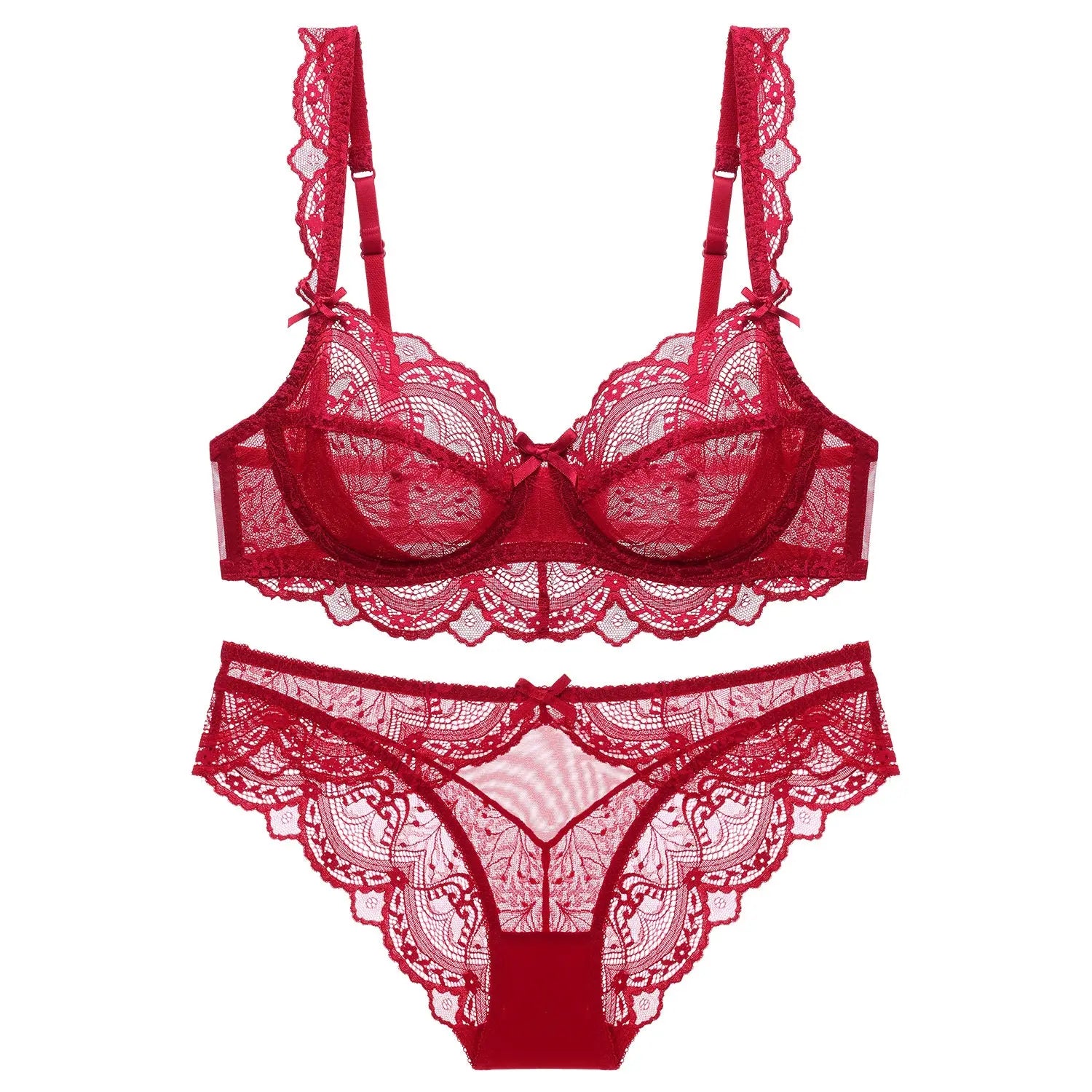 Ultra-Thin Sponge-Free Transparent Bra with Big Breasts and Small Lace Bra for Women Sexy Underwear Bra Set GreatEagleInc