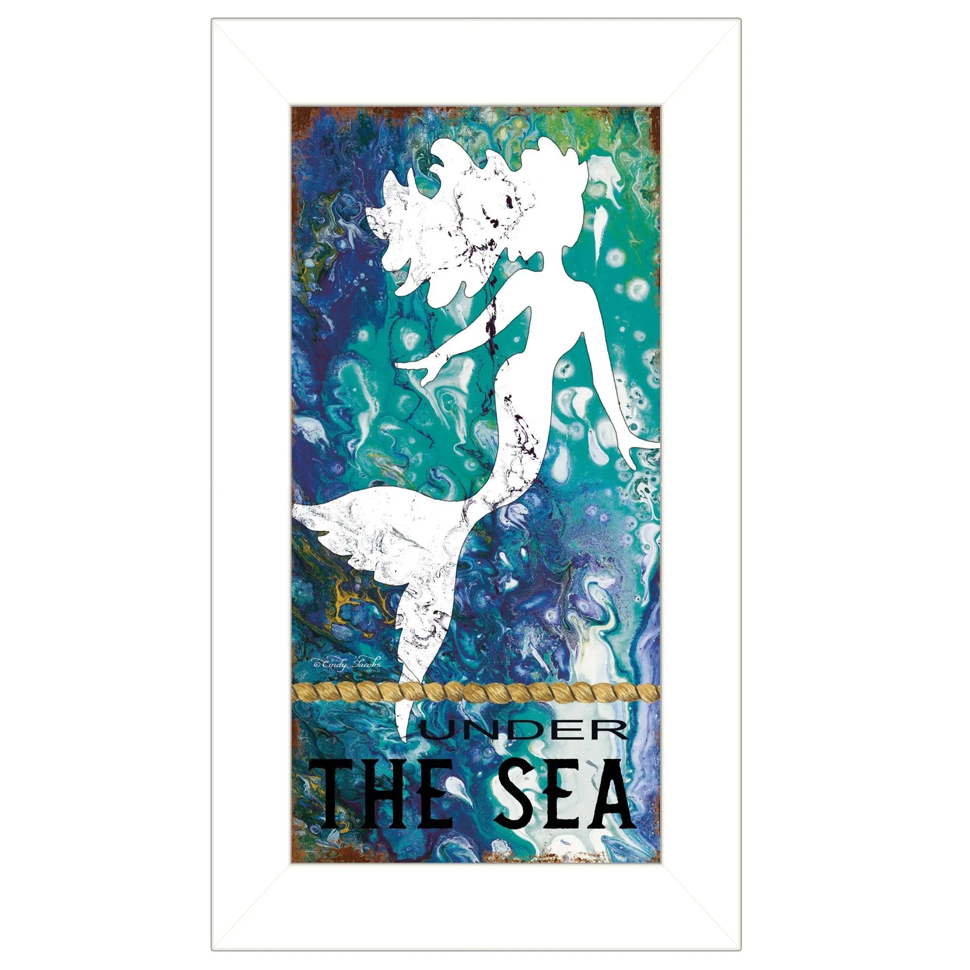 Under the Sea 1 White Framed Print Wall Art - GreatEagleInc