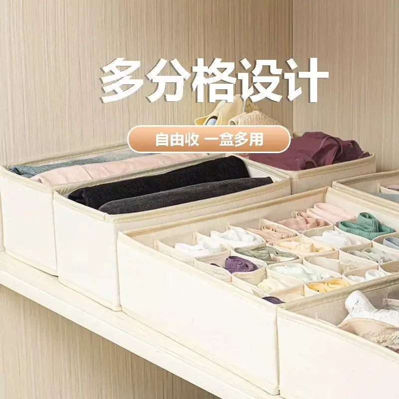 Underwear Compartmentalized Storage Box Four-Piece Set, Sock Storage Box, Fabric Home Storage, Bra Organizer, Multi-Compartment Classification Storage Box GreatEagleInc