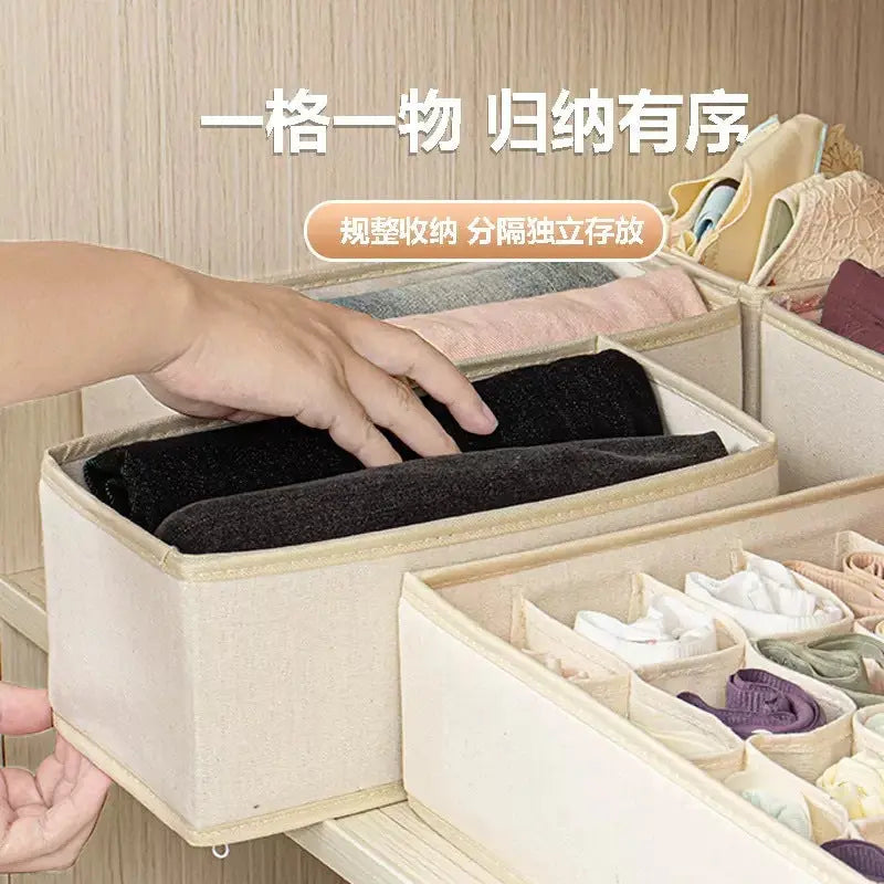 Underwear Compartmentalized Storage Box Four-Piece Set, Sock Storage Box, Fabric Home Storage, Bra Organizer, Multi-Compartment Classification Storage Box GreatEagleInc