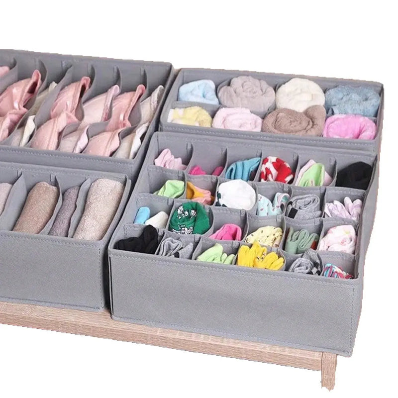 Underwear Compartmentalized Storage Box Four-Piece Set, Sock Storage Box, Fabric Home Storage, Bra Organizer, Multi-Compartment Classification Storage Box GreatEagleInc