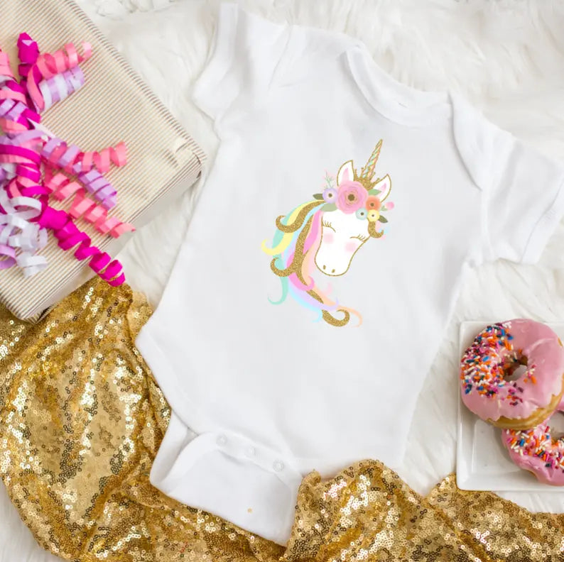 Unicorn Baby Girl Bodysuit Dream Team Designs