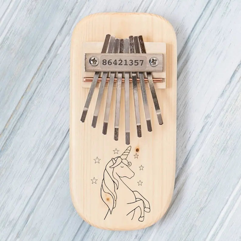 Unicorn Engraved Thumb Piano Mountain Melodies