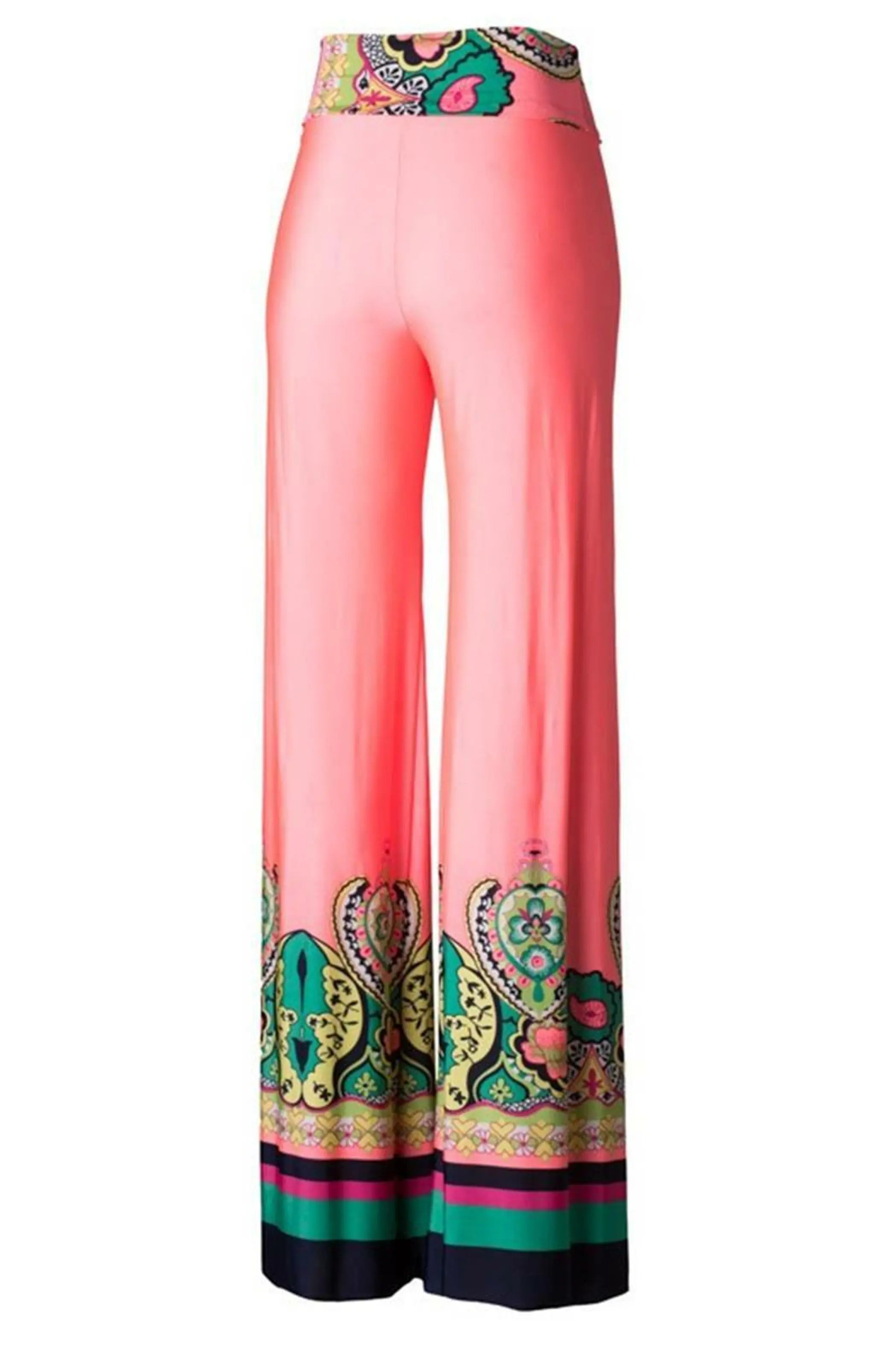 Unique Print Palazzo Pants Neon Pink SurelyMine