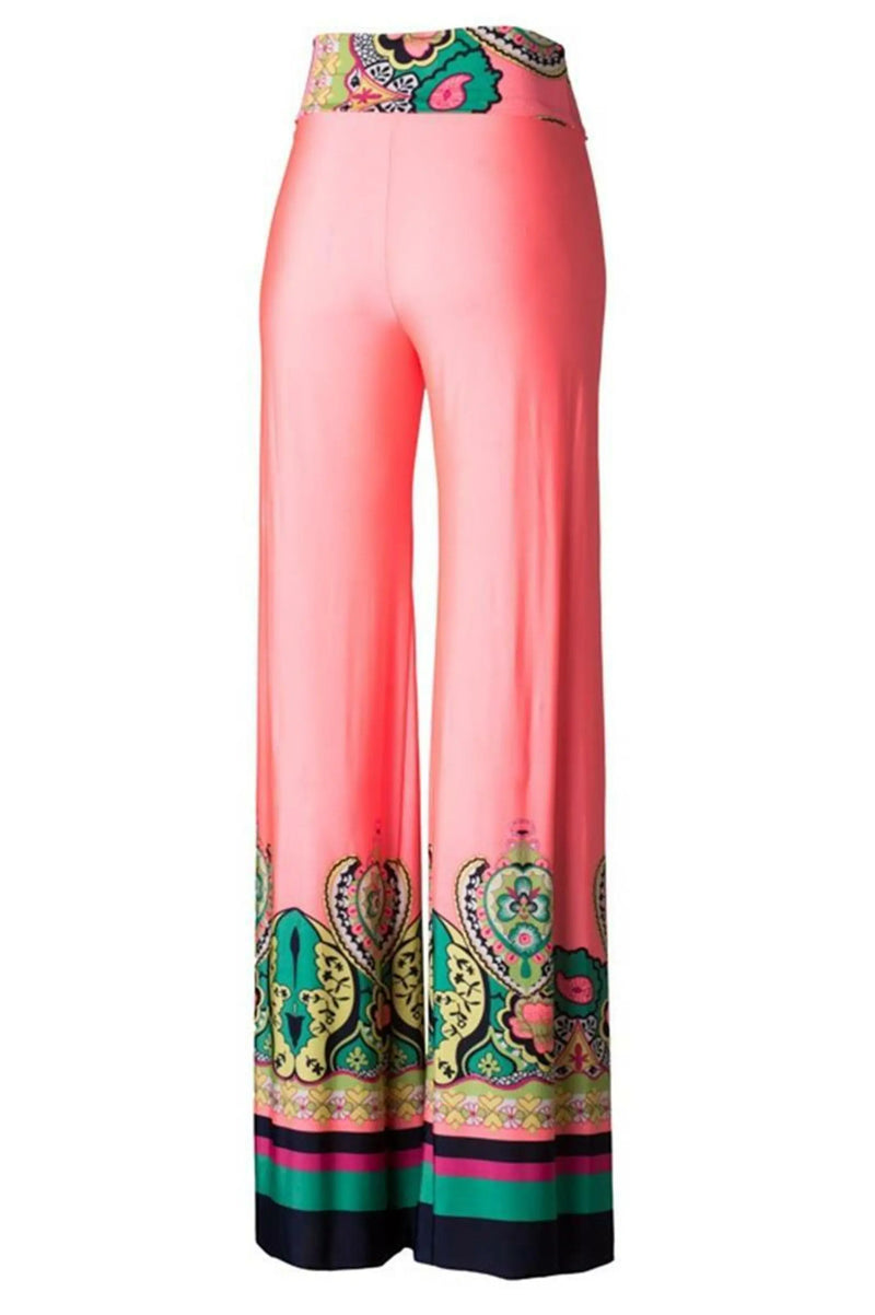 Unique Print Palazzo Pants Neon Pink SurelyMine