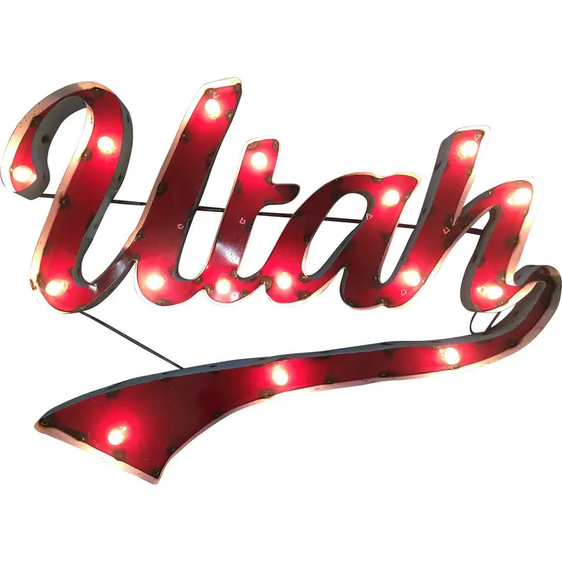 University of Utah "Utah" Lighted Recycled Metal Wall Decor LRT SALES