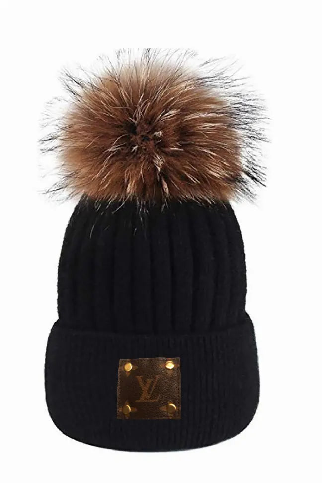 Up-Cycled Wool Blend Fur Pom Beanie Embellish
