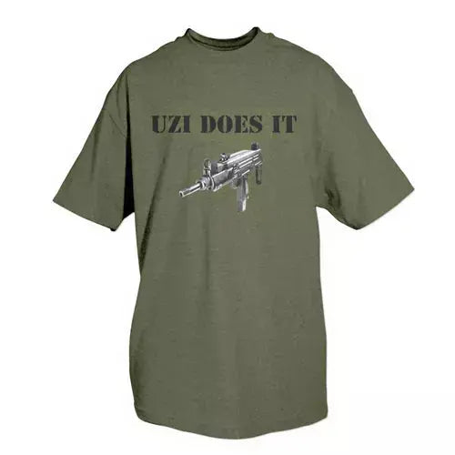 Uzi Does It T-Shirt Olive Drab Fox Outdoor
