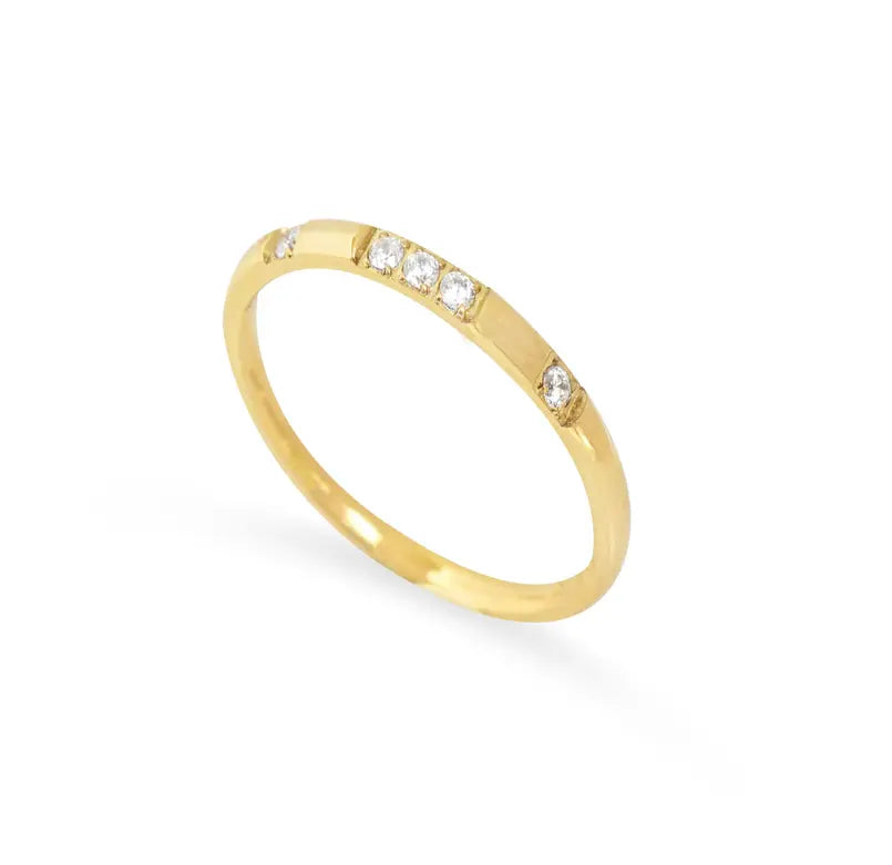 VEDA DAINTY GOLD CZ DIAMOND STACKABLE RING Mai Desiree