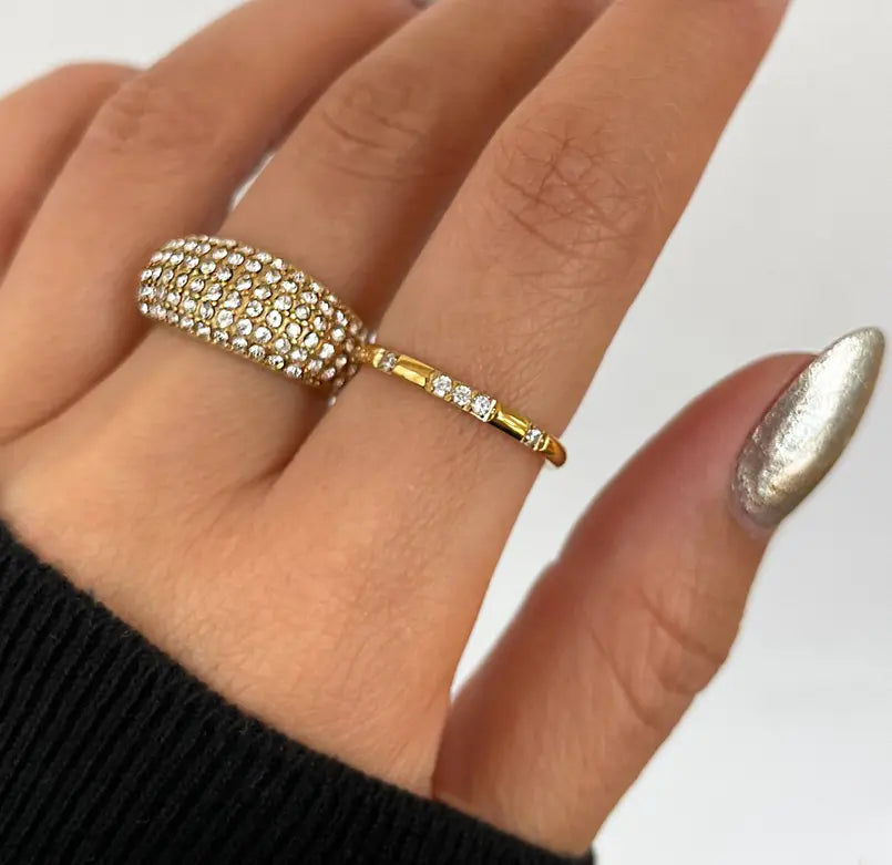 VEDA DAINTY GOLD CZ DIAMOND STACKABLE RING Mai Desiree