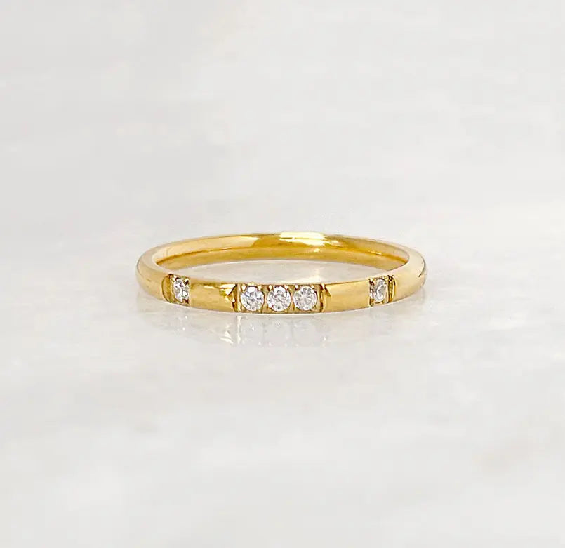 VEDA DAINTY GOLD CZ DIAMOND STACKABLE RING Mai Desiree
