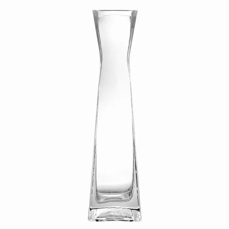 VERRE Clear Glass 12" Square Vase Red Pomegranate Collection