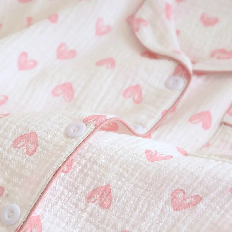 Various Style Spring and Summer Cotton Crepe Pajamas Sweet Three-Piece Short-Sleeved Trousers Spring and Autumn Loose Casual suit GreatEagleInc