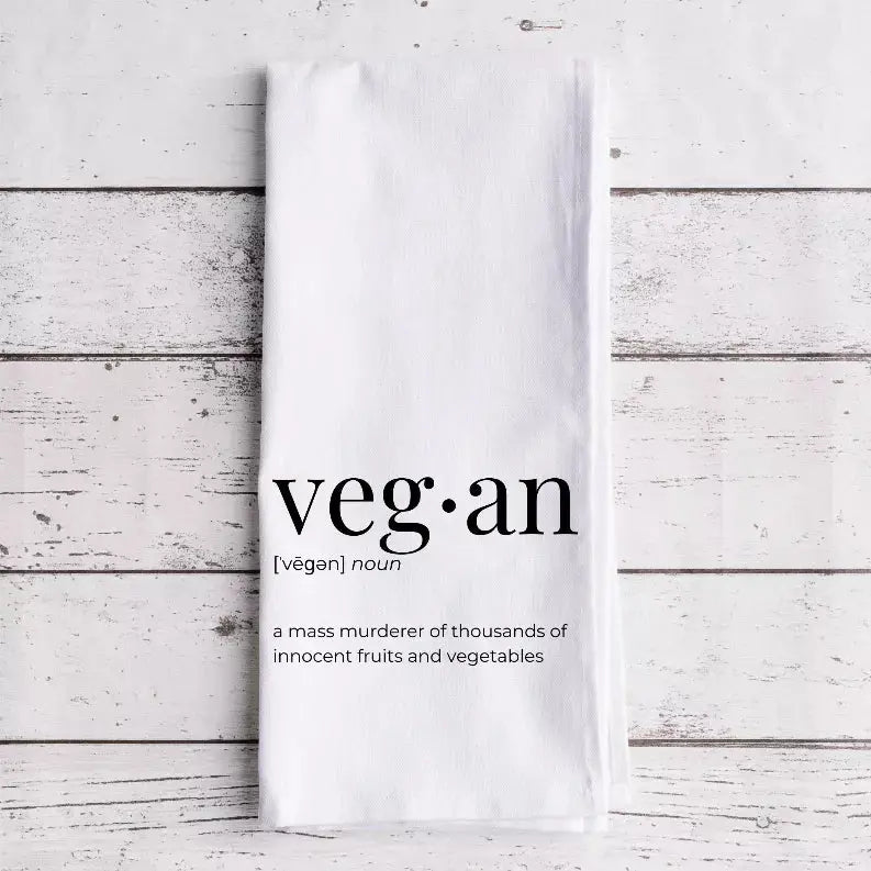 Vegan Definition - Tea Towel Black Cat Bazaar