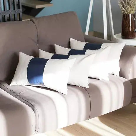 Vegan Faux Leather Detailed Throw Pillow Covers MIKE & Co. NEW YORK
