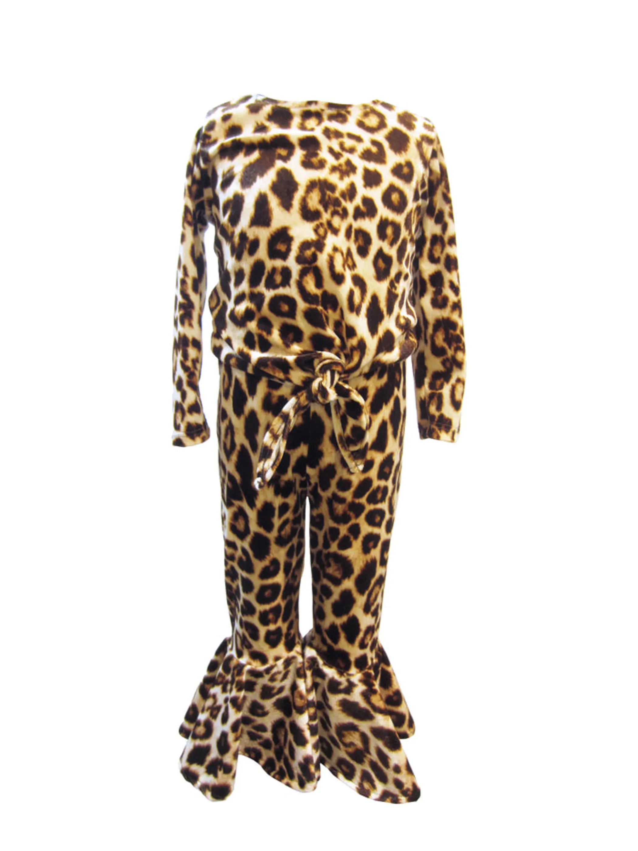 Velvety Leopard Top and Pants Set Little Mass
