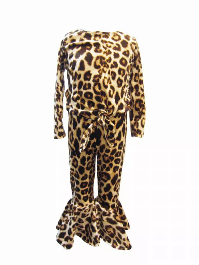 Velvety Leopard Top and Pants Set Little Mass