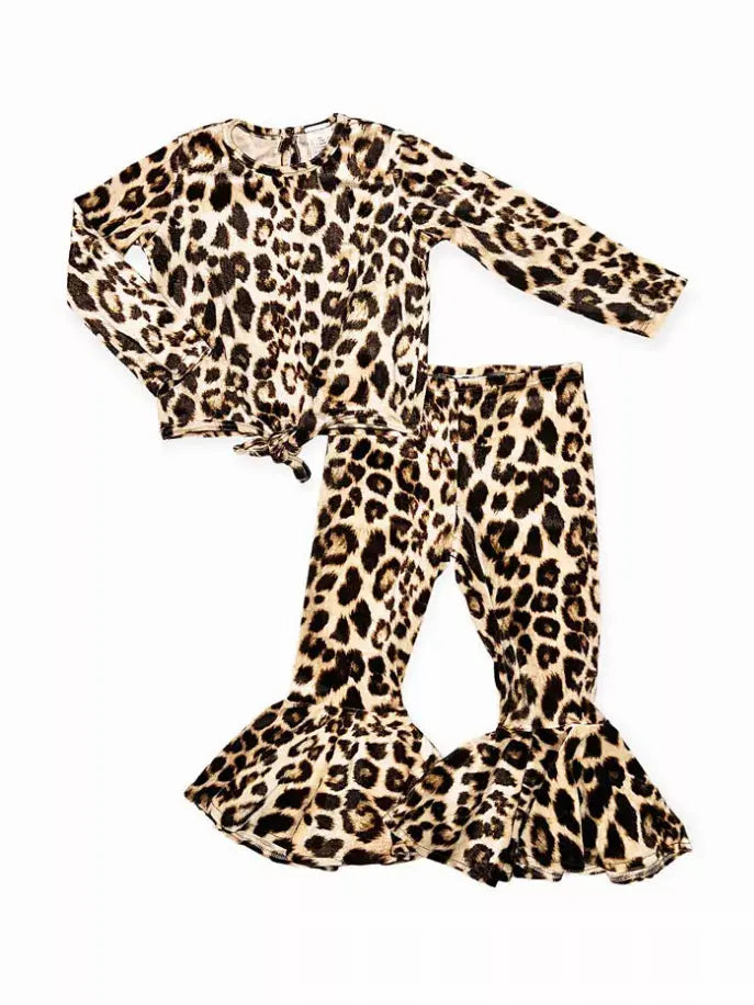 Velvety Leopard Top and Pants Set Little Mass