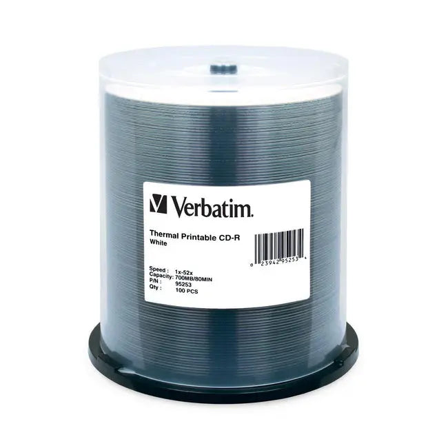 Verbatim CD-R 700MB 52X White Thermal Printable - 100pk Spindle Verbatim America, LLC
