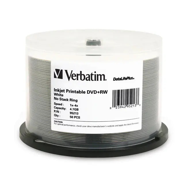 Verbatim DVD+RW 4.7GB 4X DataLifePlus White Inkjet Printable - 50pk Spindle Verbatim America, LLC