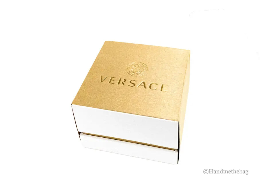 Versace 38mm Silver Logo Halo Dial Embossed Leather Watch JV Deals