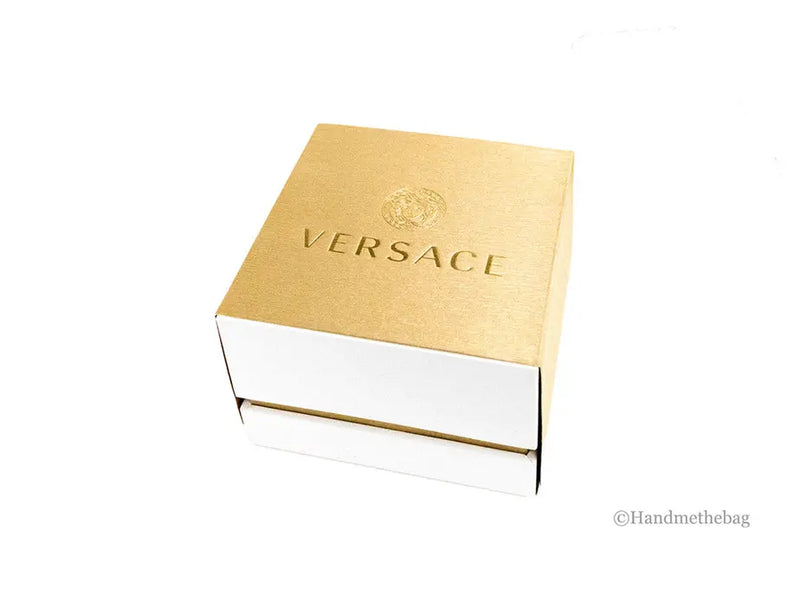 Versace 38mm Silver Logo Halo Dial Embossed Leather Watch JV Deals