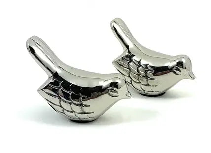 Vibhsa Bird Figurine of Health and Happiness Silver Rustic (Set of 2, 3.5"L) Classy R Us LLC
