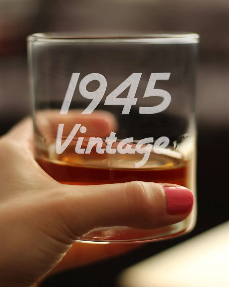 Vintage 1945 Whiskey Rocks Glass - 79th Birthday Gifts Bevvee