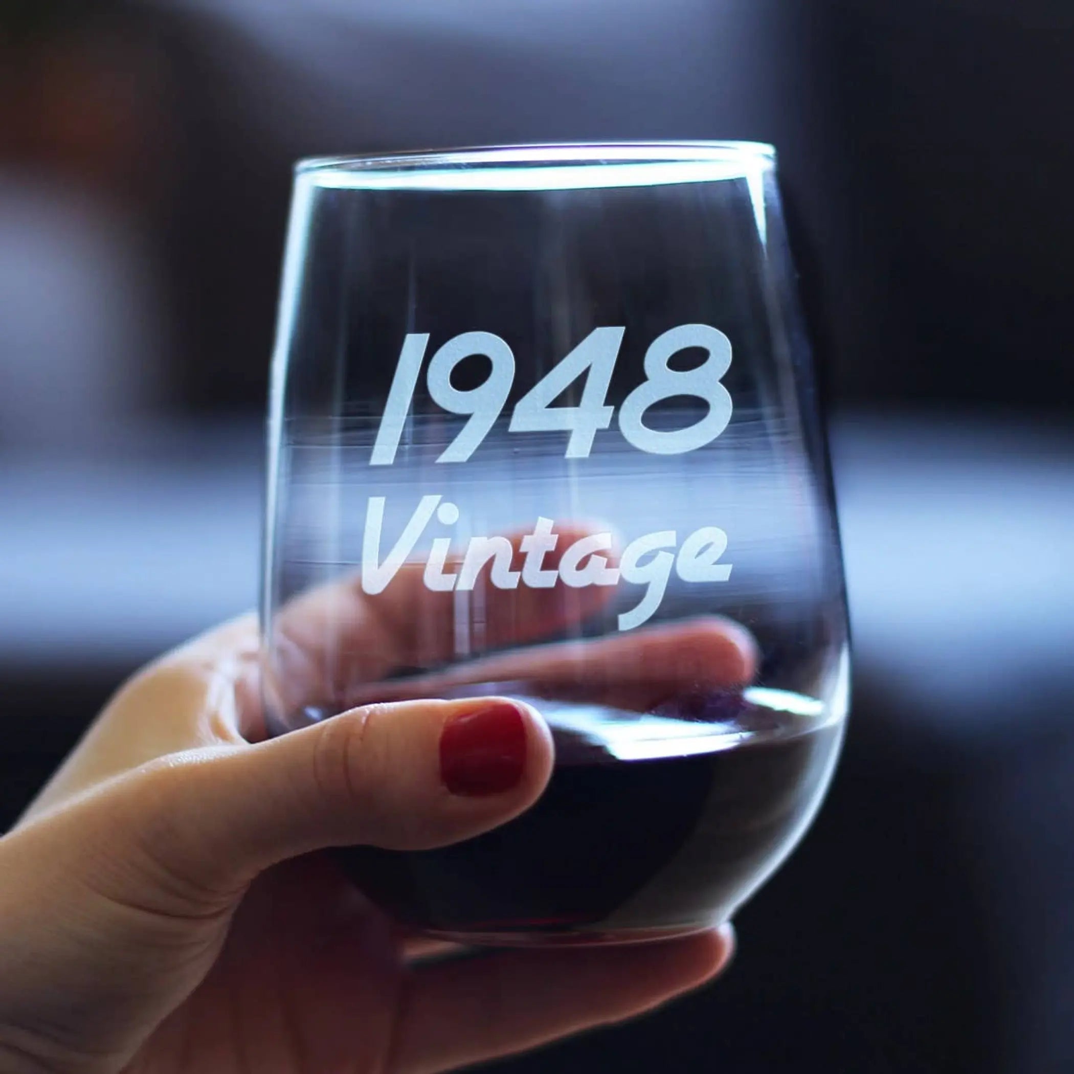 Vintage 1948 Stemless Wine Glass - 76th Birthday Gifts Bevvee