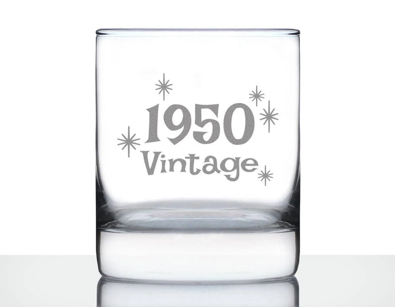 Vintage 1950 Whiskey Rocks Glass - 74th Birthday Gifts Bevvee