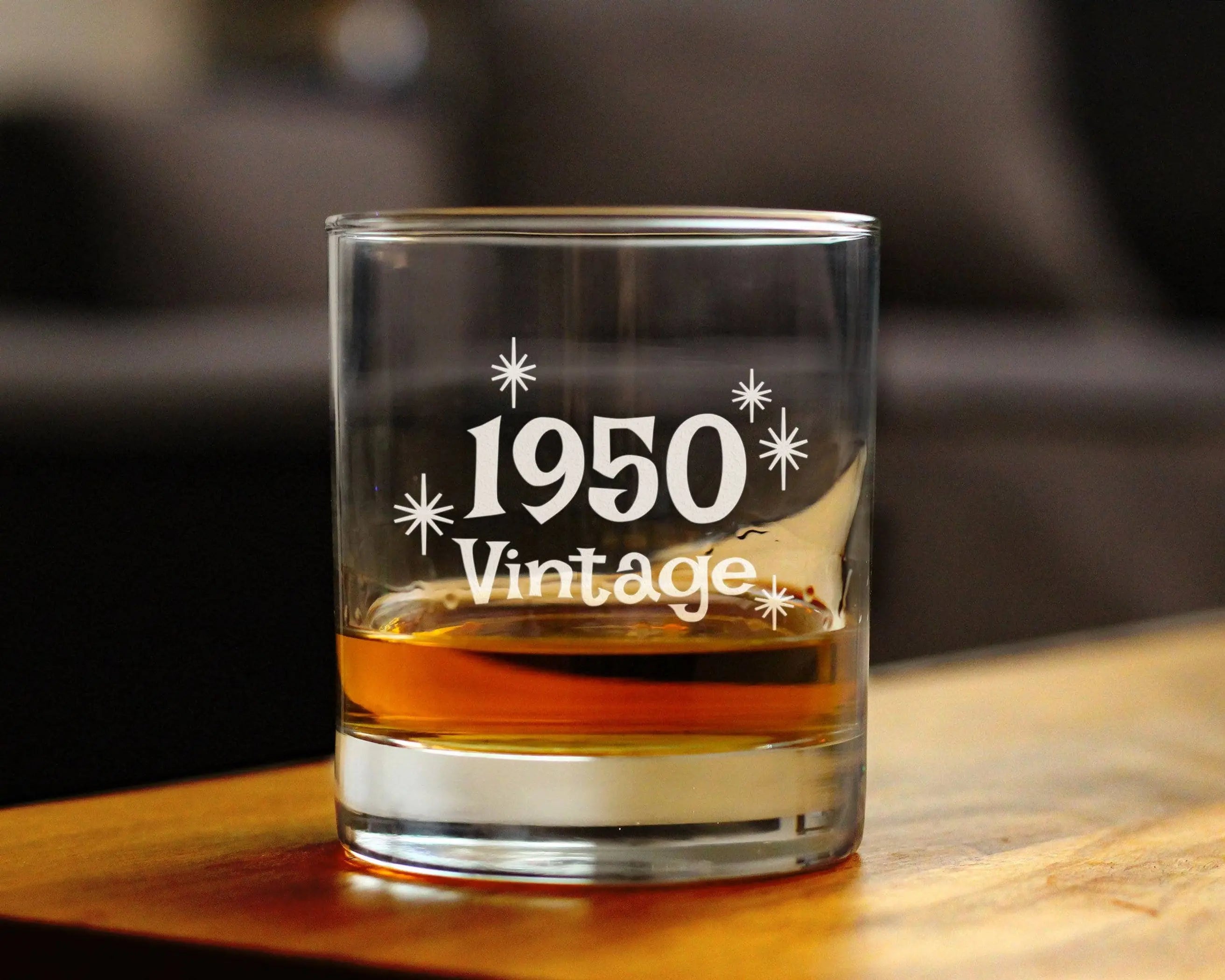 Vintage 1950 Whiskey Rocks Glass - 74th Birthday Gifts Bevvee