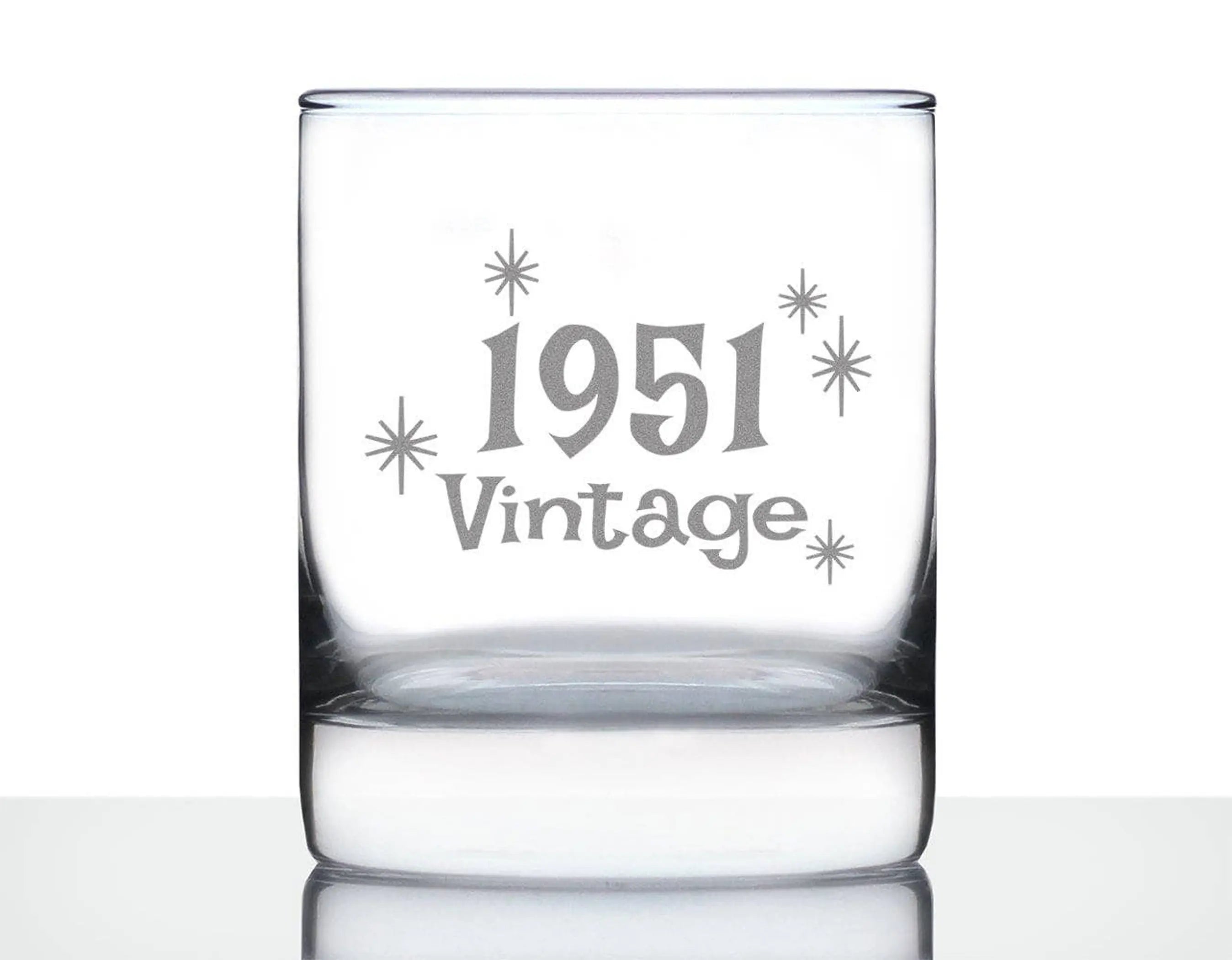 Vintage 1951 Whiskey Rocks Glass - 73rd Birthday Gifts Bevvee
