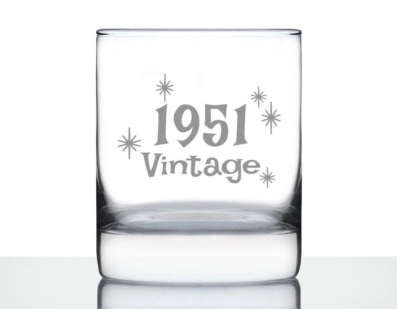 Vintage 1951 Whiskey Rocks Glass - 73rd Birthday Gifts Bevvee