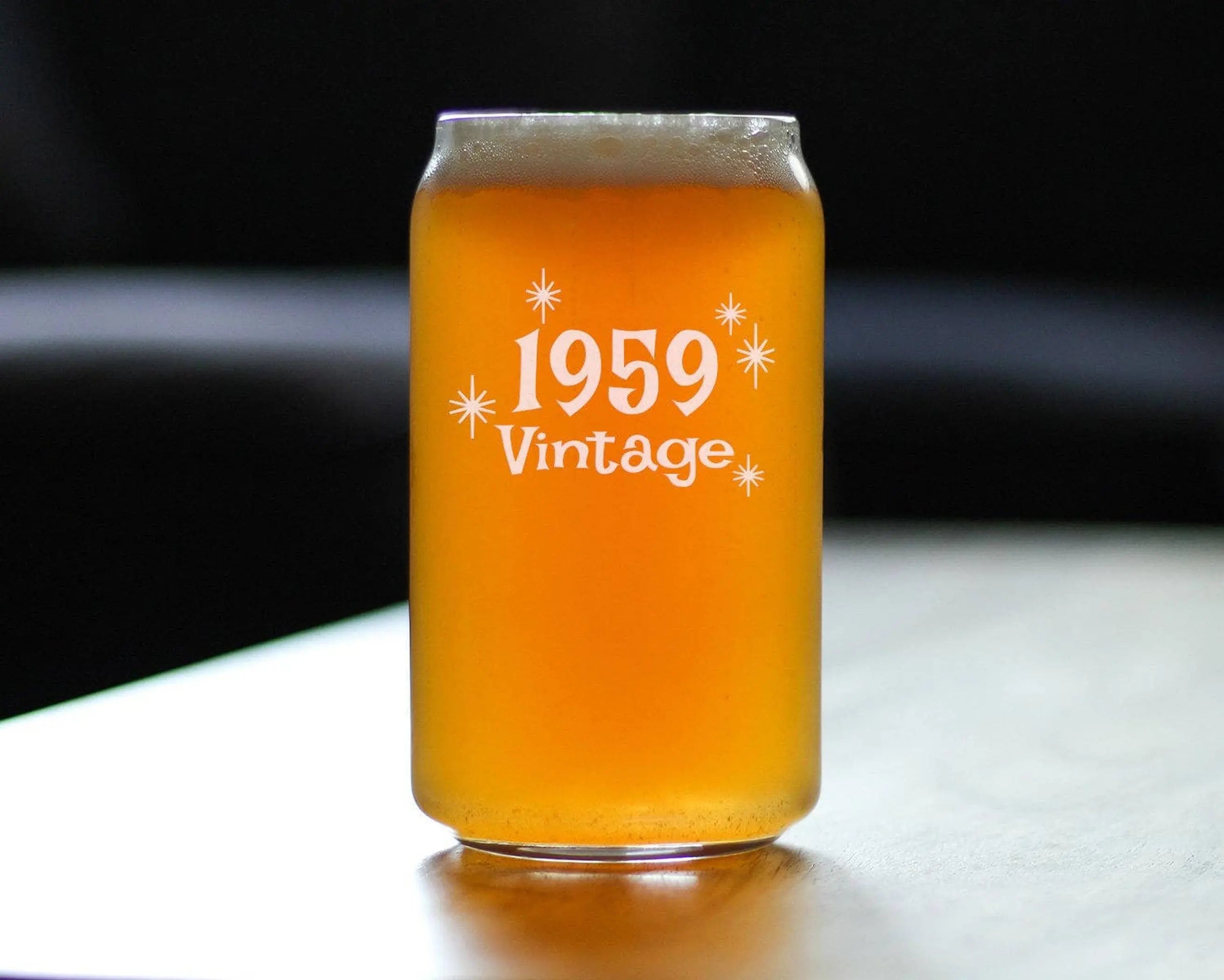 Vintage 1959 Beer Can Pint Glass - 65th Birthday Gifts Bevvee