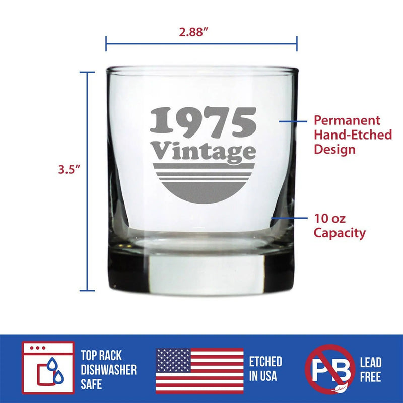 Vintage 1975 Whiskey Rocks Glass - 49th Birthday Gifts Bevvee