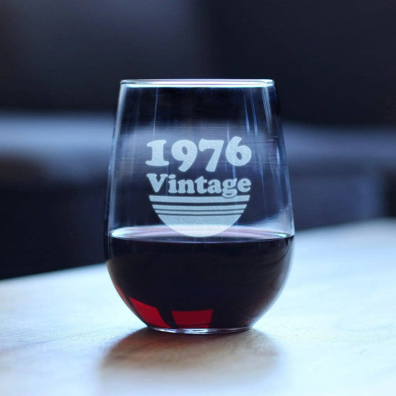 Vintage 1976 Stemless Wine Glass - 48th Birthday Gifts Bevvee